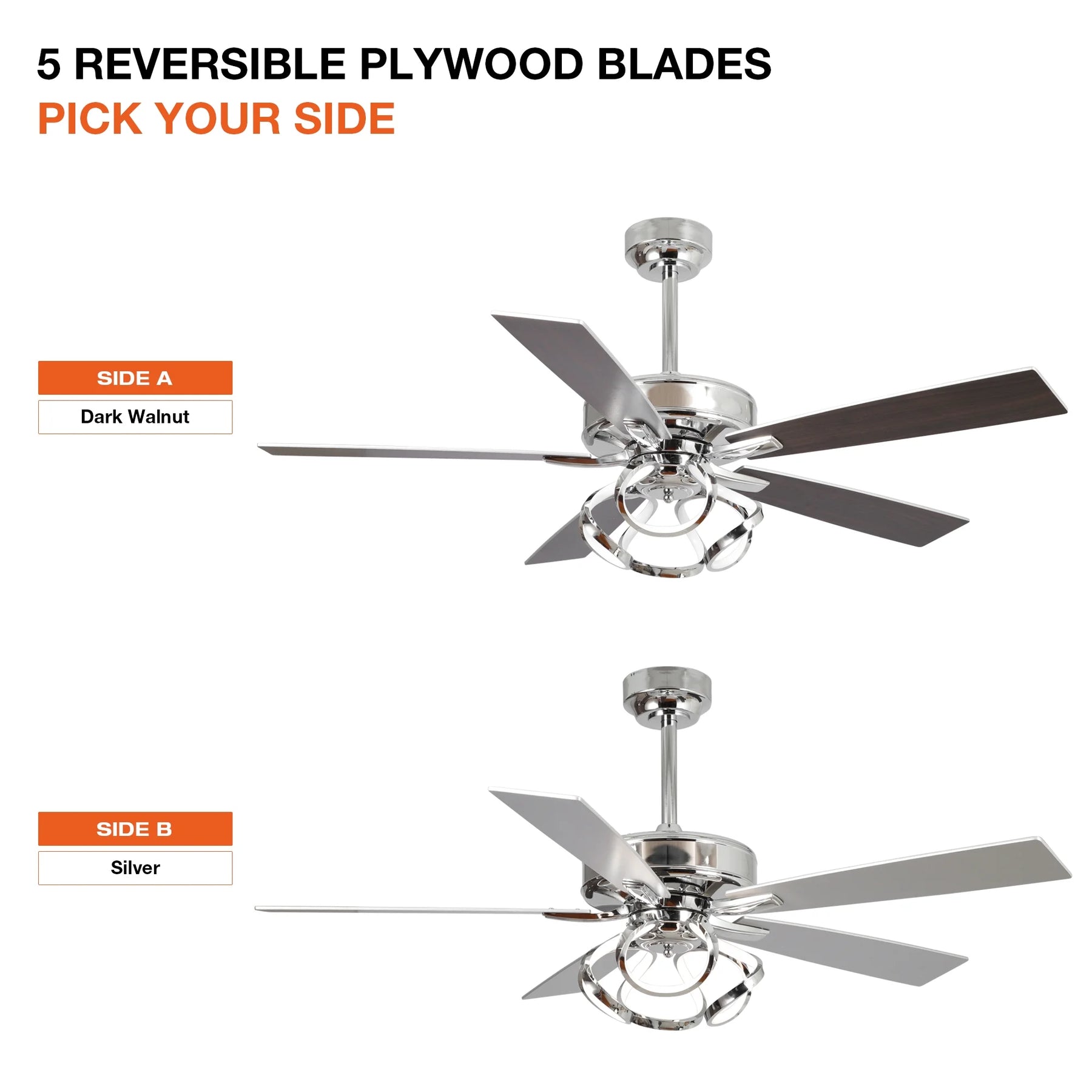 Parrot Uncle 52 - Inch Contemporary Chrome Ceiling Fan with Integrated LED Lights and Remote Control - Product image 14