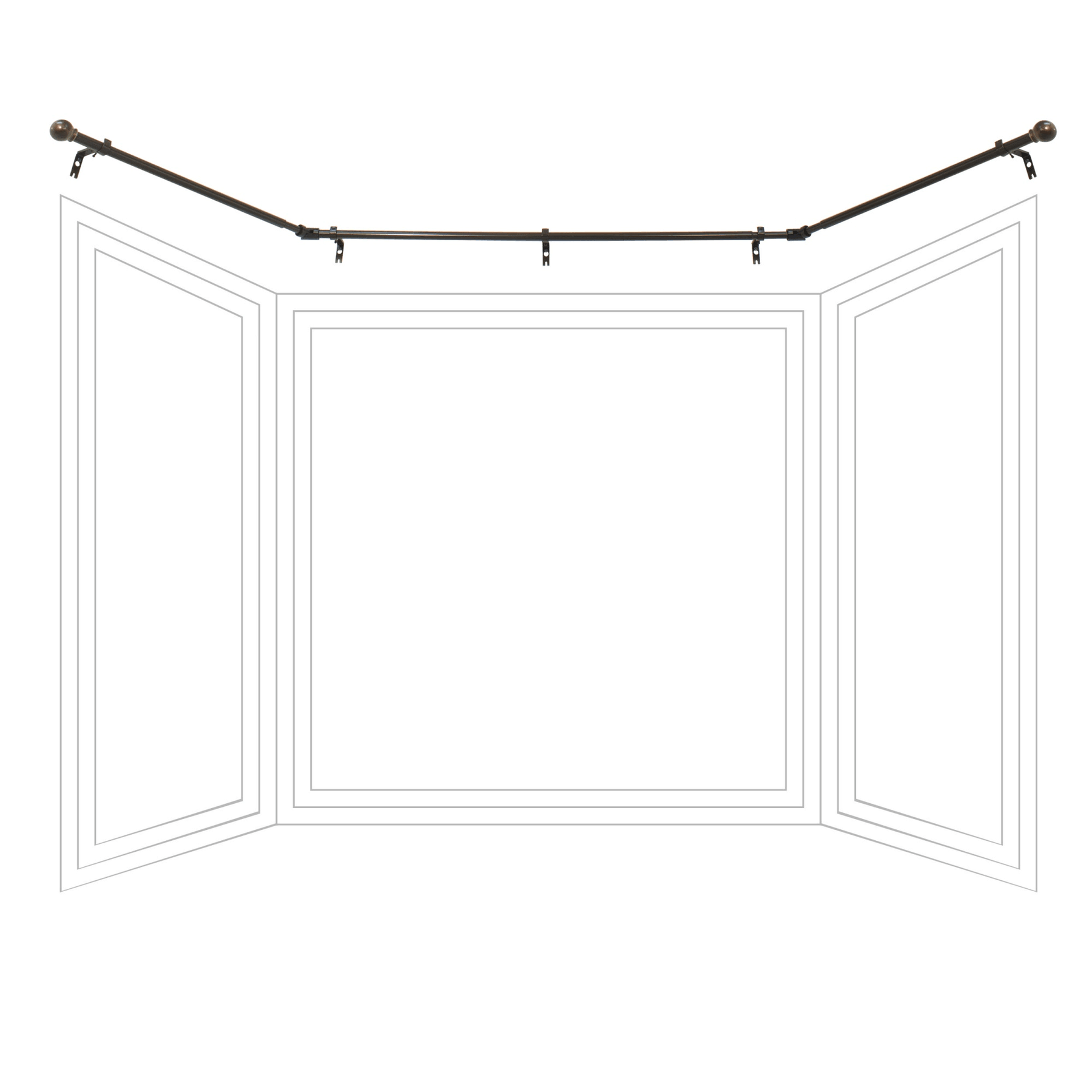 Decopolitan Drapery Bay Window Curtain Rod Set, Oil Rubbed Bronze - Product image 1