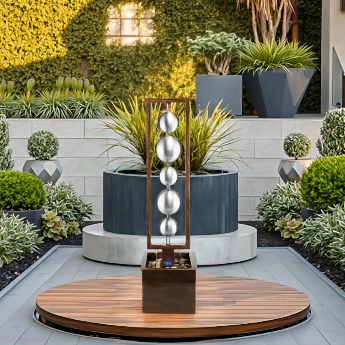Ferrisland Outdoor Water Fountain with Pump, Relaxing Stainless Steel Geometric Sphere Freestanding - Product image 2