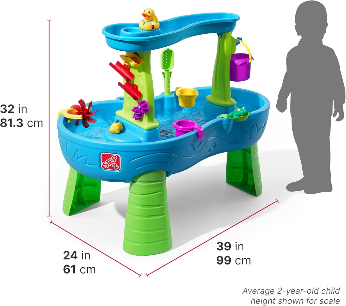 Rain Shower Splash Water Table with 13 Accessories - Blue & Green | Water games table | Activity Table for the Garden, Water Activity Table | Outdoor water table