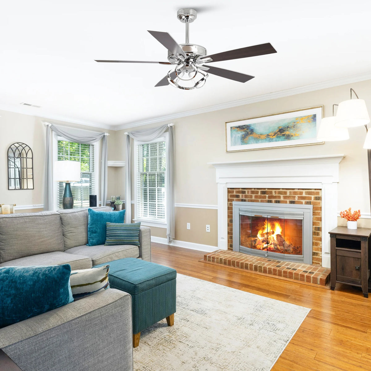 Parrot Uncle 52 - Inch Contemporary Chrome Ceiling Fan with Integrated LED Lights and Remote Control - Product image 4