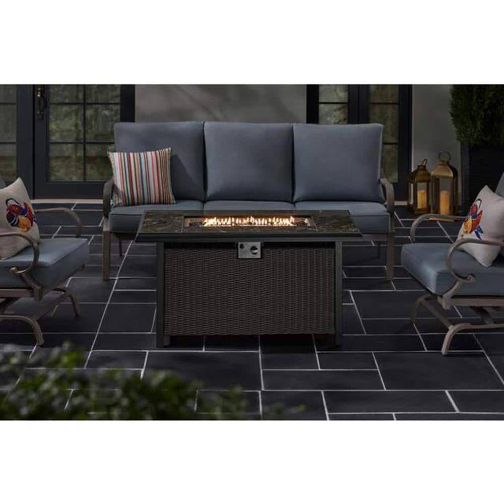 Home Decorators Collection Anaheim 49 in. x 25 in. Aluminum Stainless Steel Black GAS Fire Pit with Black - Product image 1