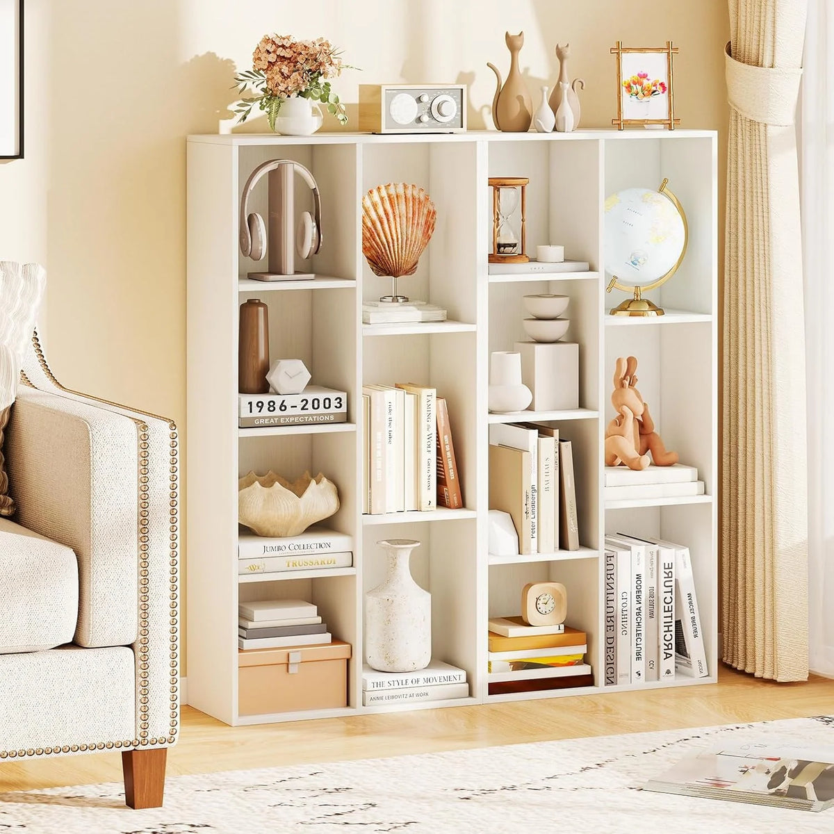 Tangkula 7-Cube Bookcase | Freestanding Storage Organizer with 7 Open Cubbies