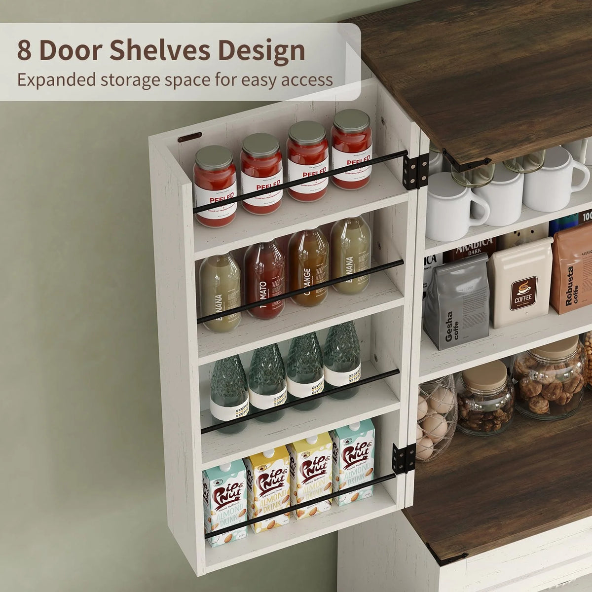 FUSOU 72'' Kitchen Storage Pantry Cabinet, Tall Storage Cabinet with 8 Door Shelves - Product image 31
