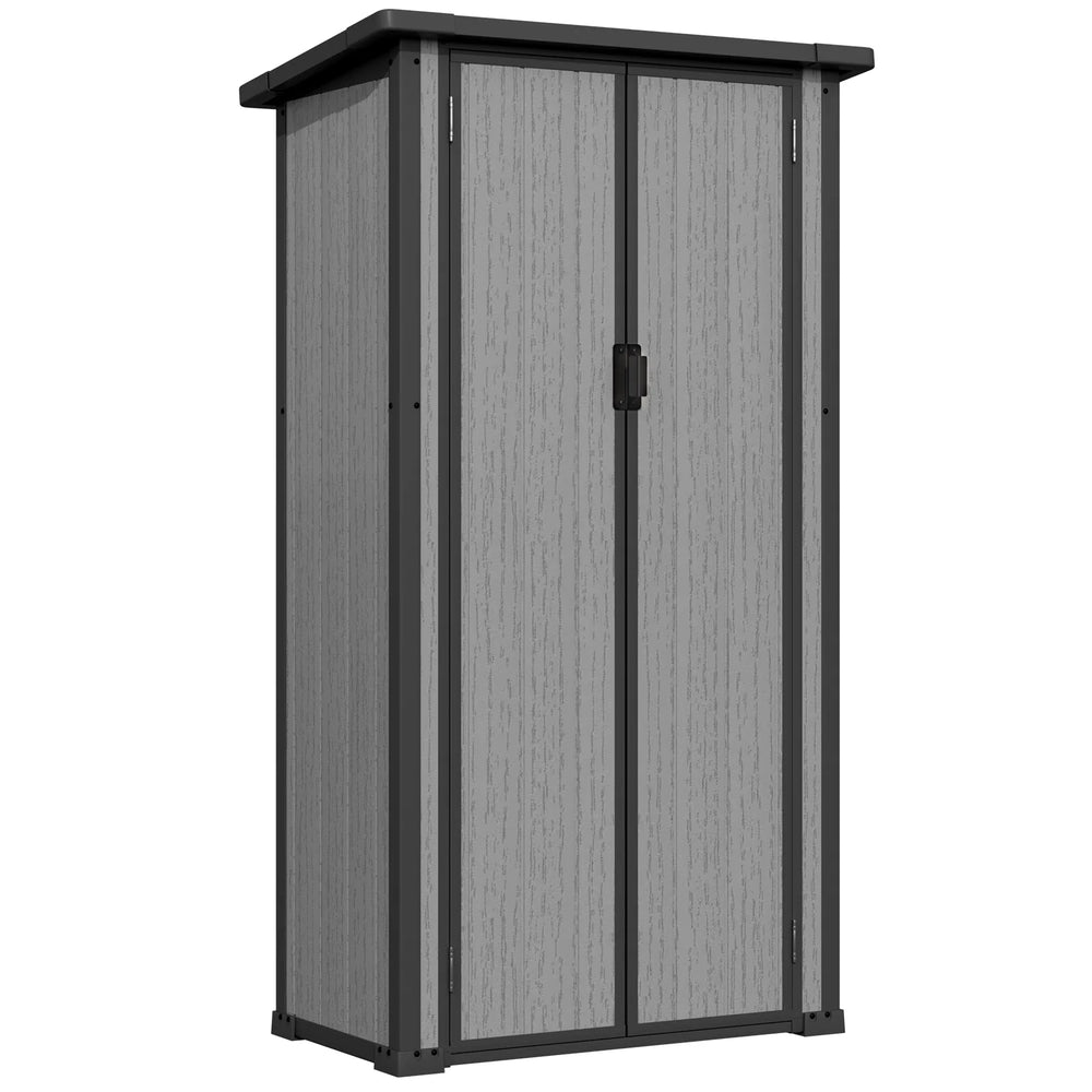 AECOJOY Tall Resin Outdoor Storage Cabinet Waterproof with Adjustable Shelves, Vertical Plastic Storage Shed