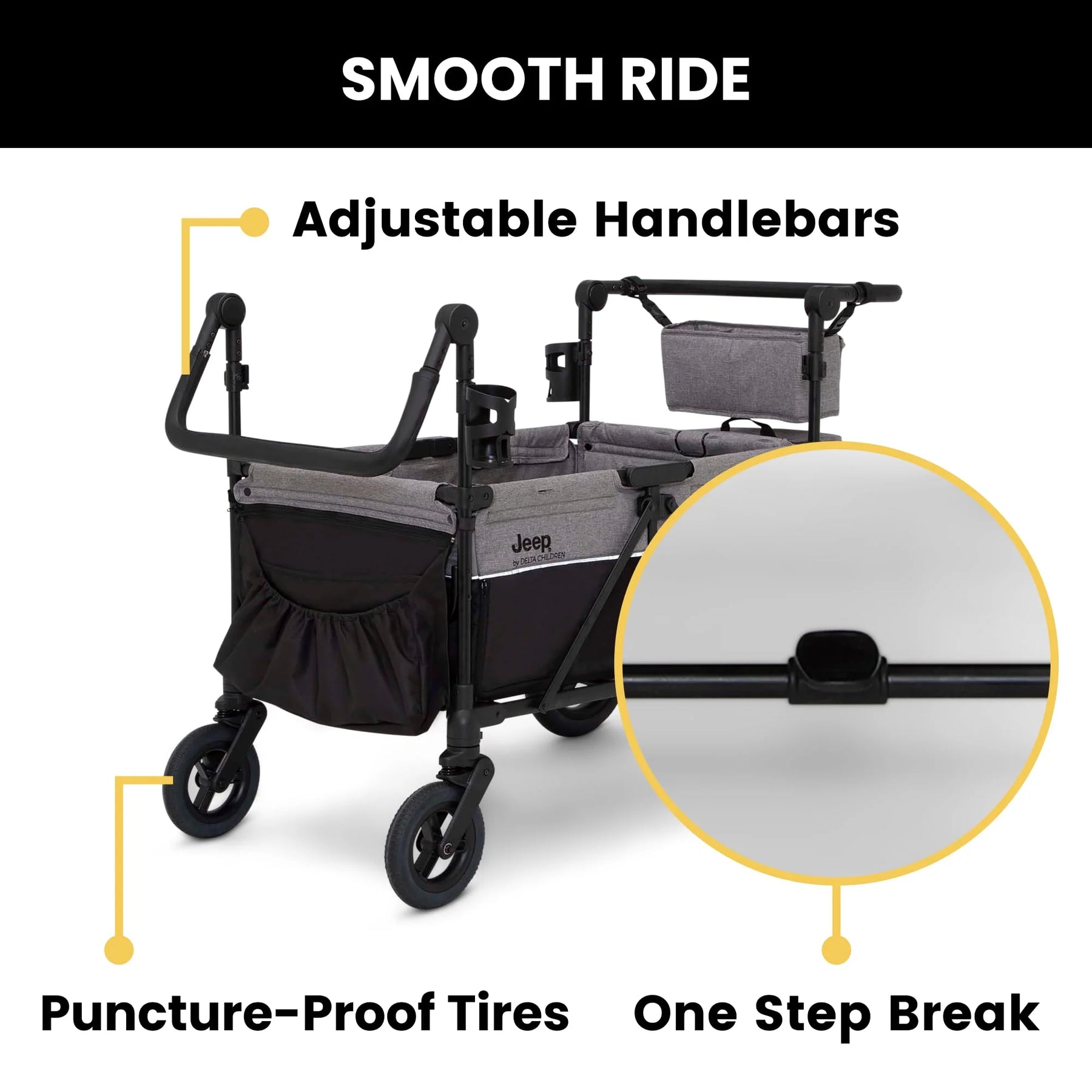 Jeep Wrangler Deluxe 4 Seater Stroller Wagon by Delta Children - Product image 4