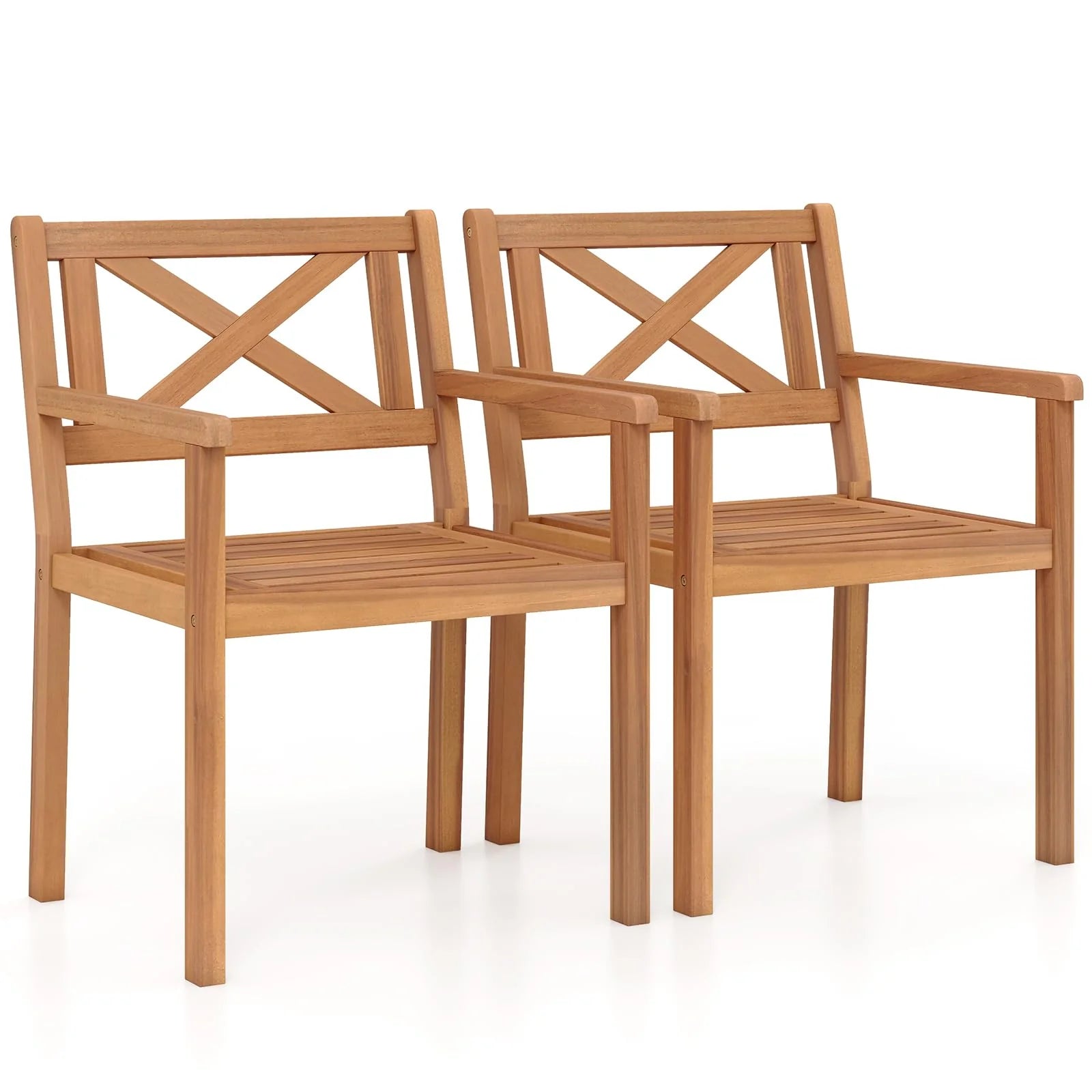 Tangkula Acacia Wood Patio Dining Chairs Set of 2/4 with 400 lbs Capacity - Product image 1