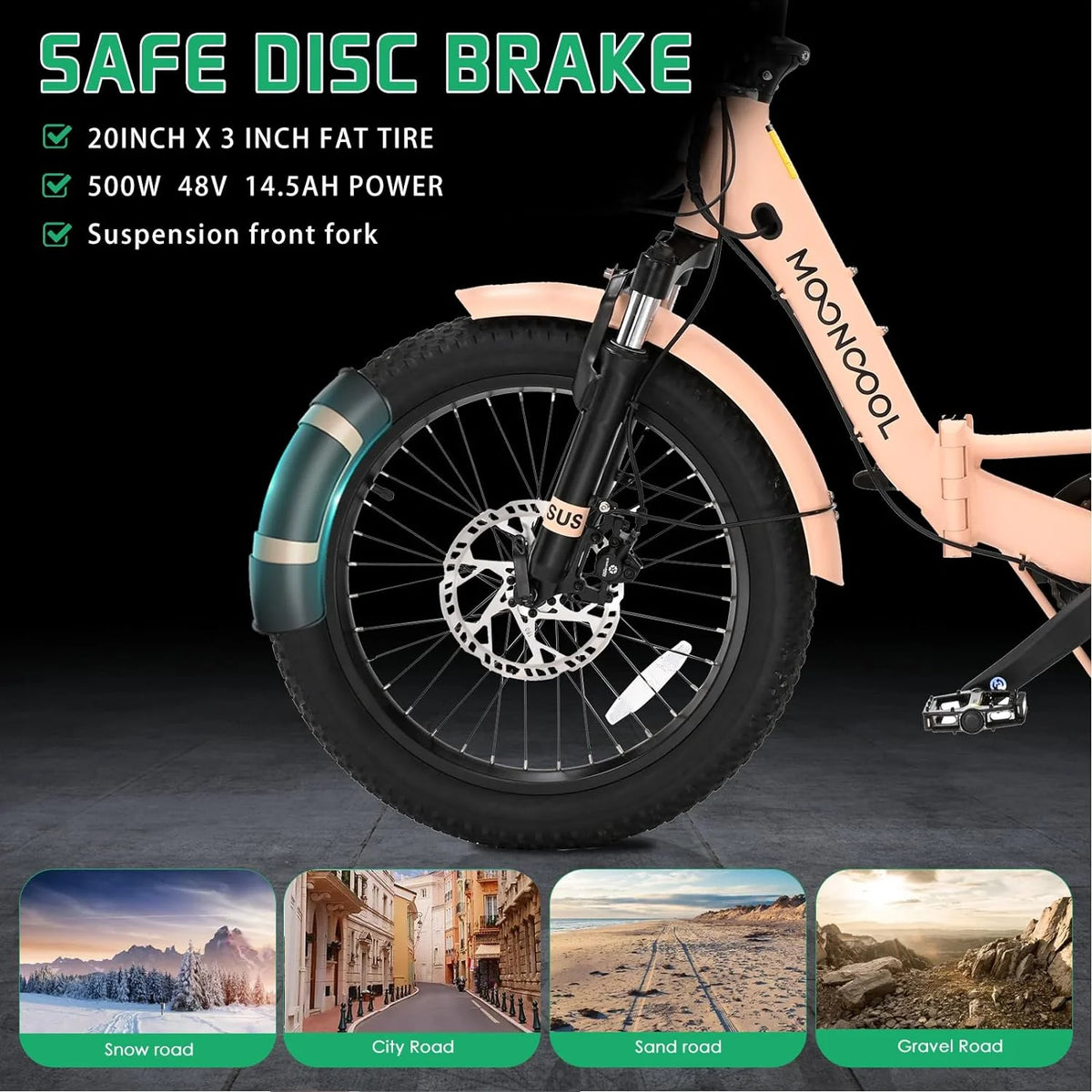 ABORON 3.0 Fat Tire Electric Trike for Senior Foldable E - Bike, 500W Motorized Tricycle Adult 20" Folding - Product image 61