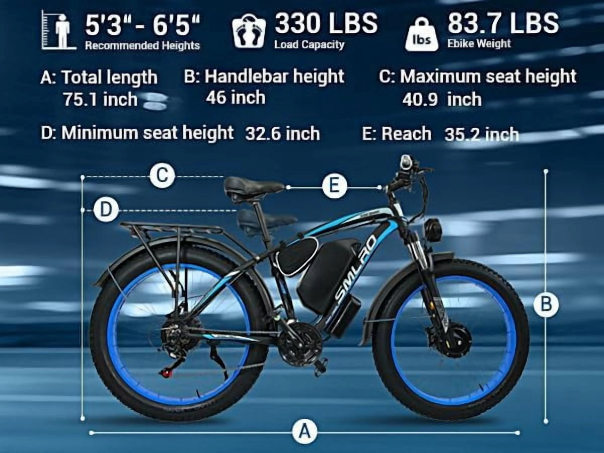 3000W Peak Dual Motor Ebike, 52V 30AH Battery Electric Bike for Adults, 7 - Product image 10