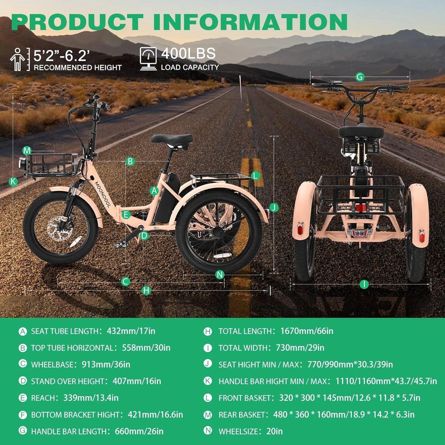 ABORON 3.0 Fat Tire Electric Trike for Senior Foldable E - Bike, 500W Motorized Tricycle Adult 20" Folding - Product image 51