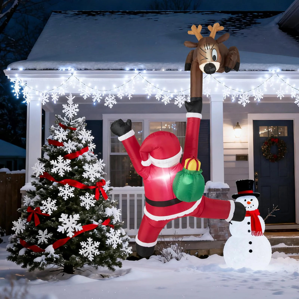 Tangkula 8.5 FT Christmas Inflatable Reindeer & Climbing Santa Claus - Product image 1