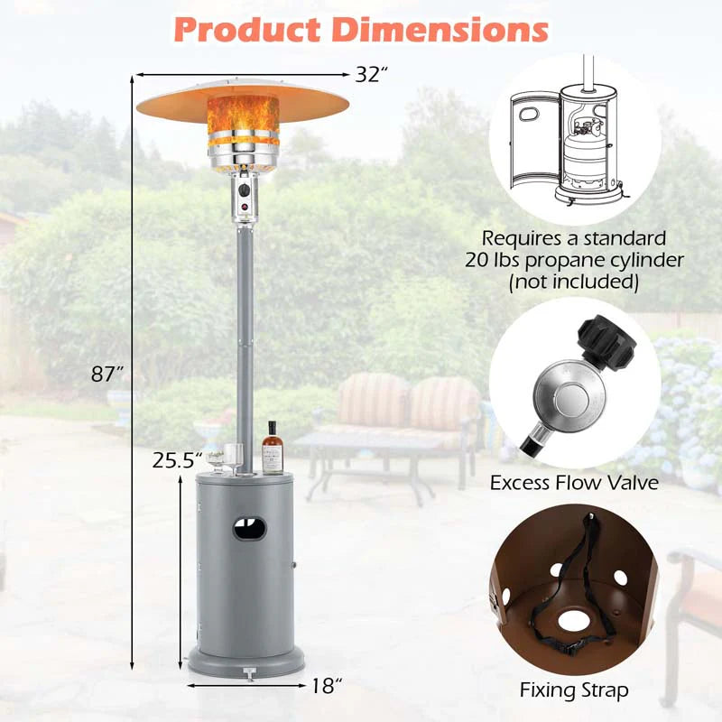50, 000 BTU Propane Outdoor Heater, Round Patio Heater with Stainless Steel Burner, Tip-Over - Product image 18