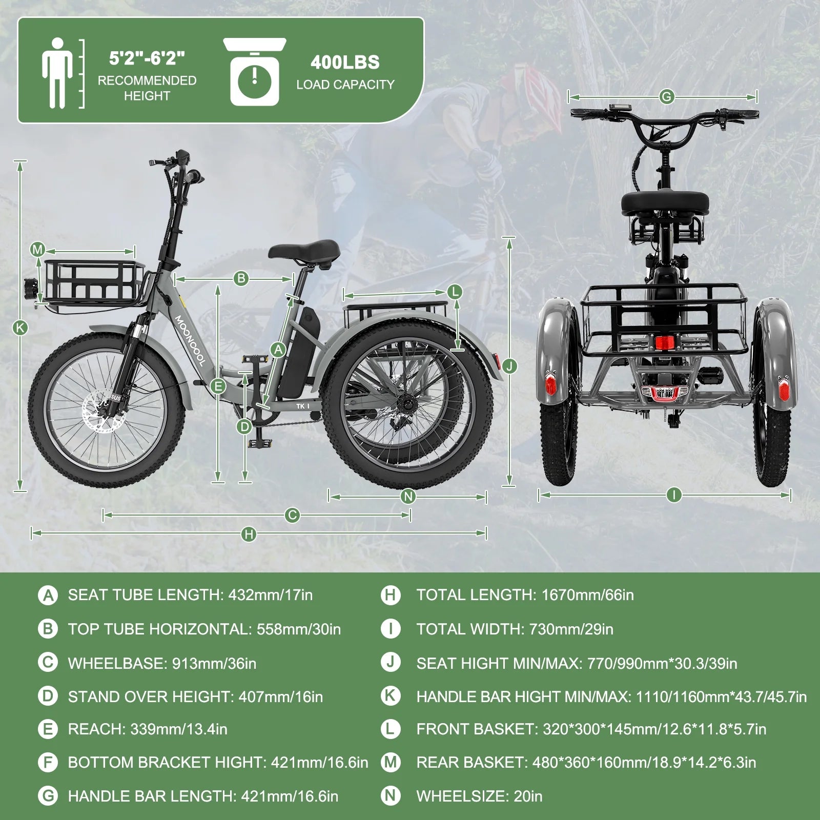 ABORON 3.0 Fat Tire Electric Trike for Senior Foldable E - Bike, 500W Motorized Tricycle Adult 20" Folding - Product image 64