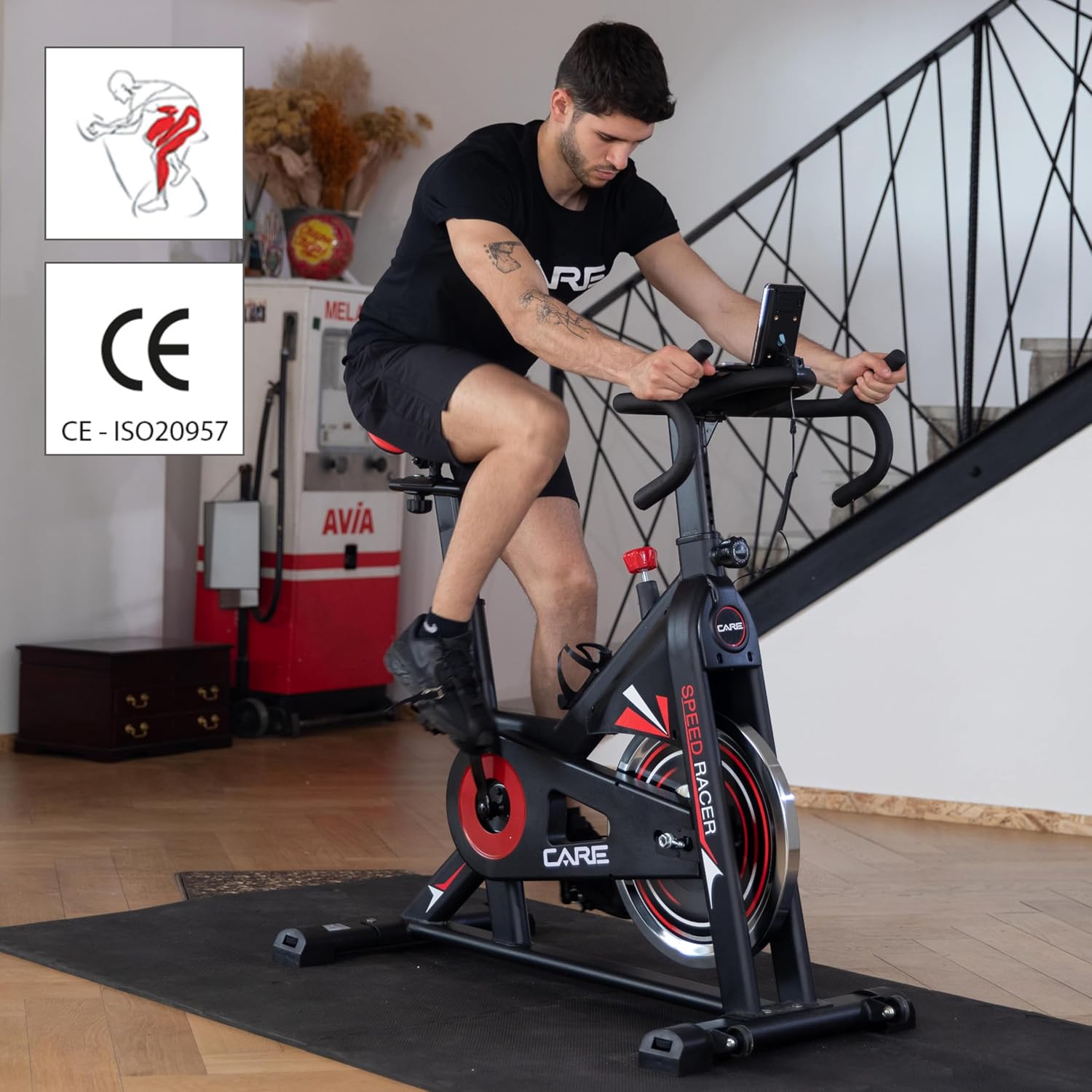 CARE FITNESS - BIKING BIKE - Speed ​​racer - exercise bike with LCD screen-Inertia mass 22kg-Adjustable handlebars and saddle