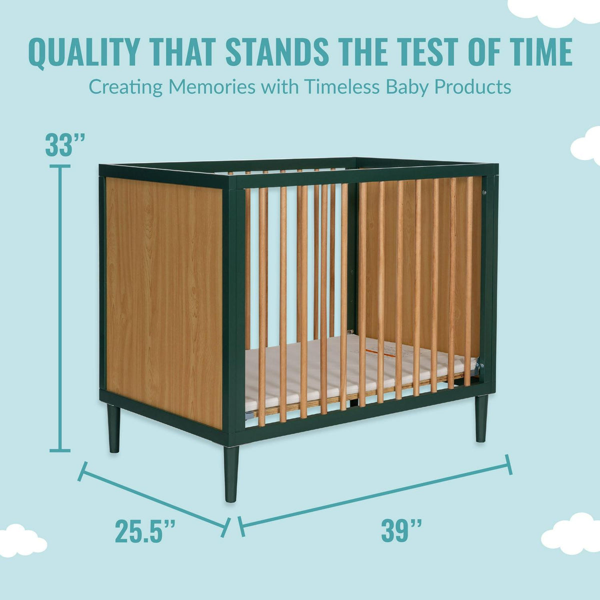 Dream on Me Lucas Mini Modern Crib with Rounded Spindles I Convertible Crib I Mid - Product image 3