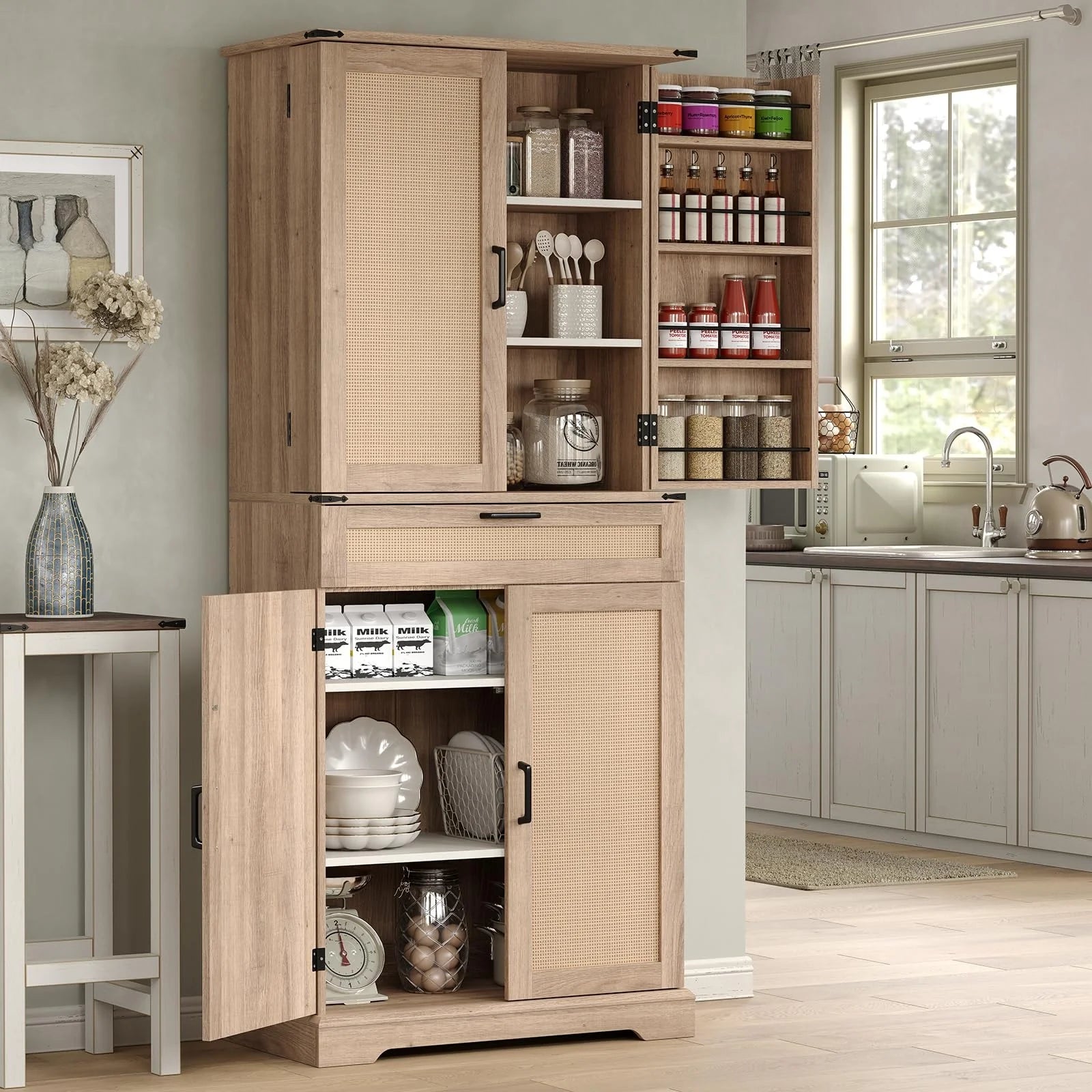FUSOU 72'' Kitchen Storage Pantry Cabinet, Tall Storage Cabinet with 8 Door Shelves - Product image 20