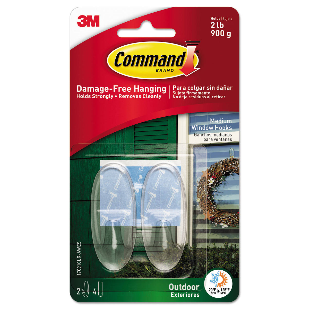 Command Outdoor Medium Clear Window Hooks with Clear Strips 17091CLR-AW - Product image 1