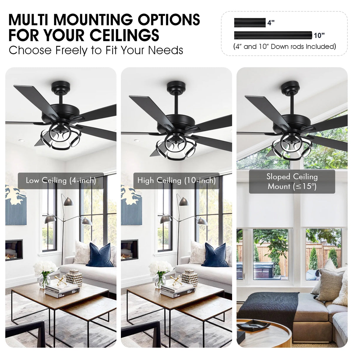 Parrot Uncle 52 - Inch Contemporary Chrome Ceiling Fan with Integrated LED Lights and Remote Control - Product image 22