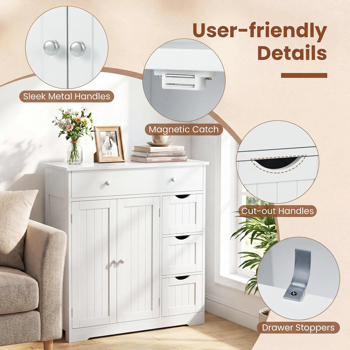 Tangkula Bathroom Floor Cabinet with 4 Drawers for Living Room - Product image 8