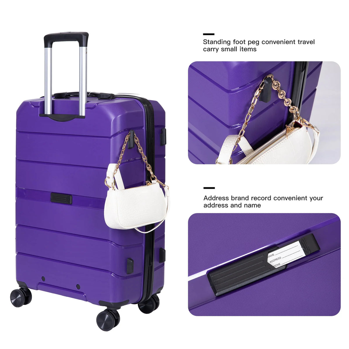 Travelhouse 3 Piece Luggage Set Hardshell Lightweight Suitcase with TSA Lock Spinner Wheels.(Purple) - Product image 3