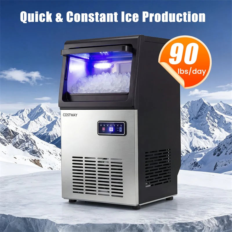 90 LBS/24H Commercial Nugget Ice Maker, Undercounter Chewable Pellet Sonic Ice Machine with Self-Cleaning - Product image 10