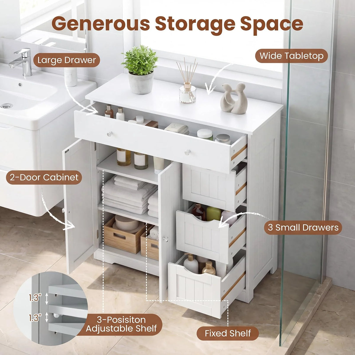 Tangkula Bathroom Floor Cabinet with 4 Drawers for Living Room - Product image 7
