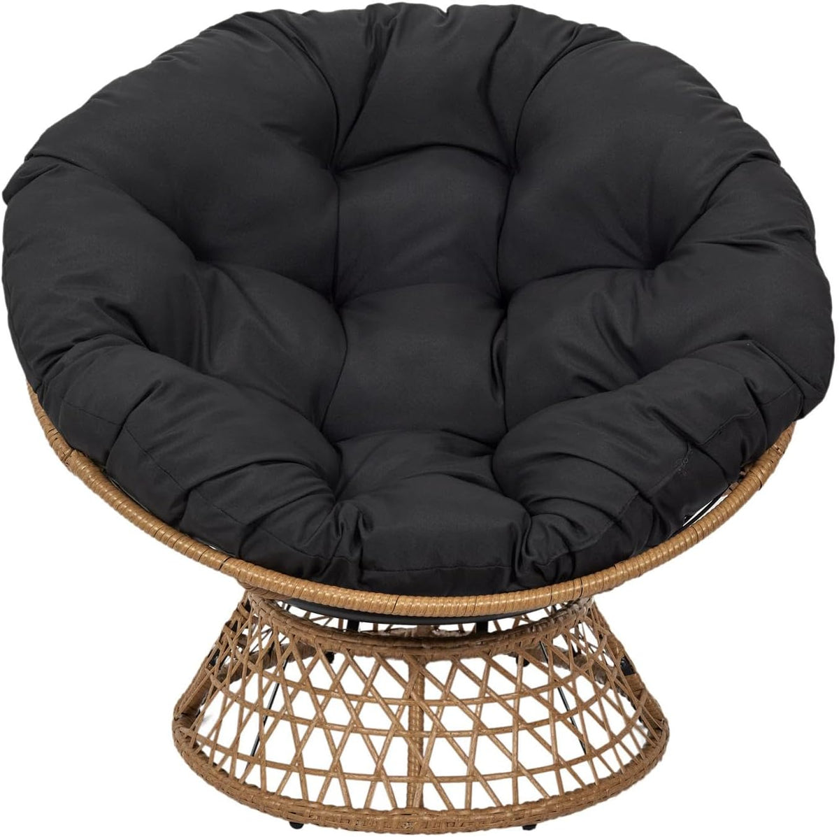 HOME DECO FACTORY, Outdoor Swivel Armchair, Round Relax Chair, 1 Seater 360° Swivel, Thick Comfortable Cushion Included, Garden Furniture for Balcony Terrace Garden Furniture