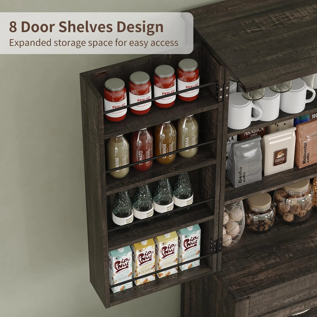 FUSOU 72'' Kitchen Storage Pantry Cabinet, Tall Storage Cabinet with 8 Door Shelves - Product image 6