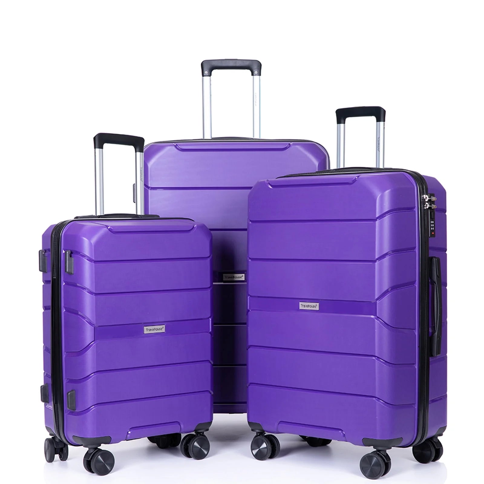 Travelhouse 3 Piece Luggage Set Hardshell Lightweight Suitcase with TSA Lock Spinner Wheels.(Purple) - Product image 1