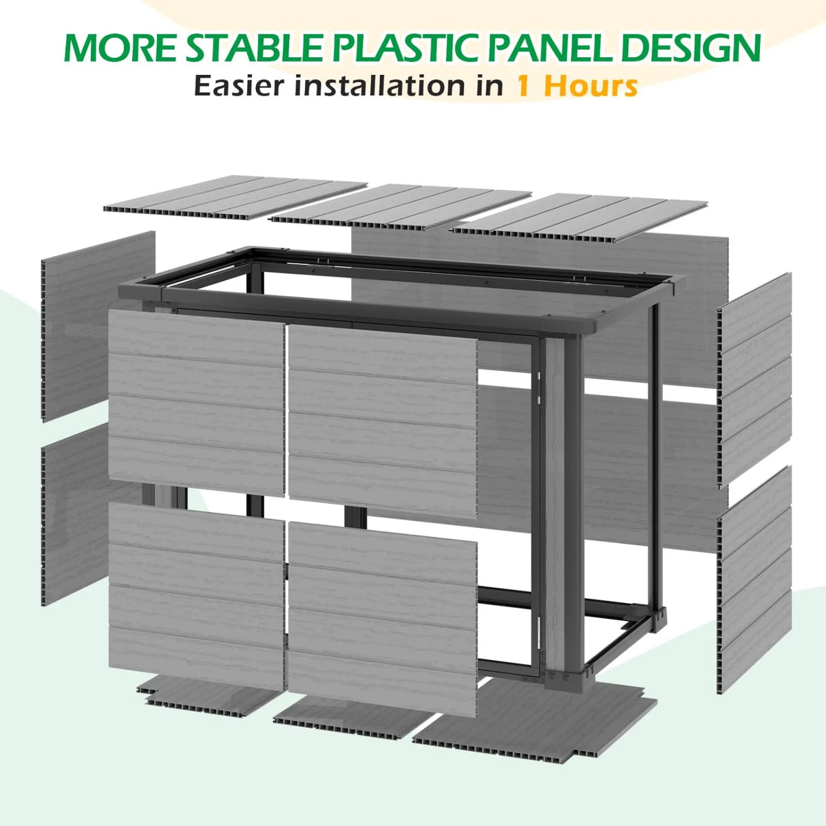 AECOJOY Resin Outdoor Storage Cabinet 23 Cu.Ft Plastic Trash Can Storage Shed with Base - Product image 6