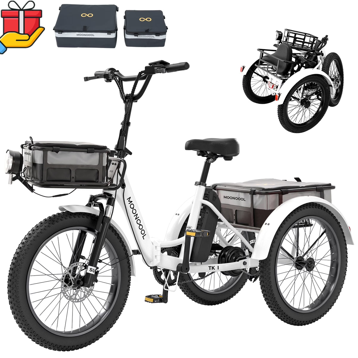 ABORON 3.0 Fat Tire Electric Trike for Senior Foldable E - Bike, 500W Motorized Tricycle Adult 20" Folding - Product image 3