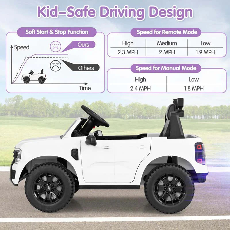 12V Licensed Ford Ranger Kids Ride on Car, Battery Powered Electric Vehicle Toy Car w/ Remote Control - Product image 12