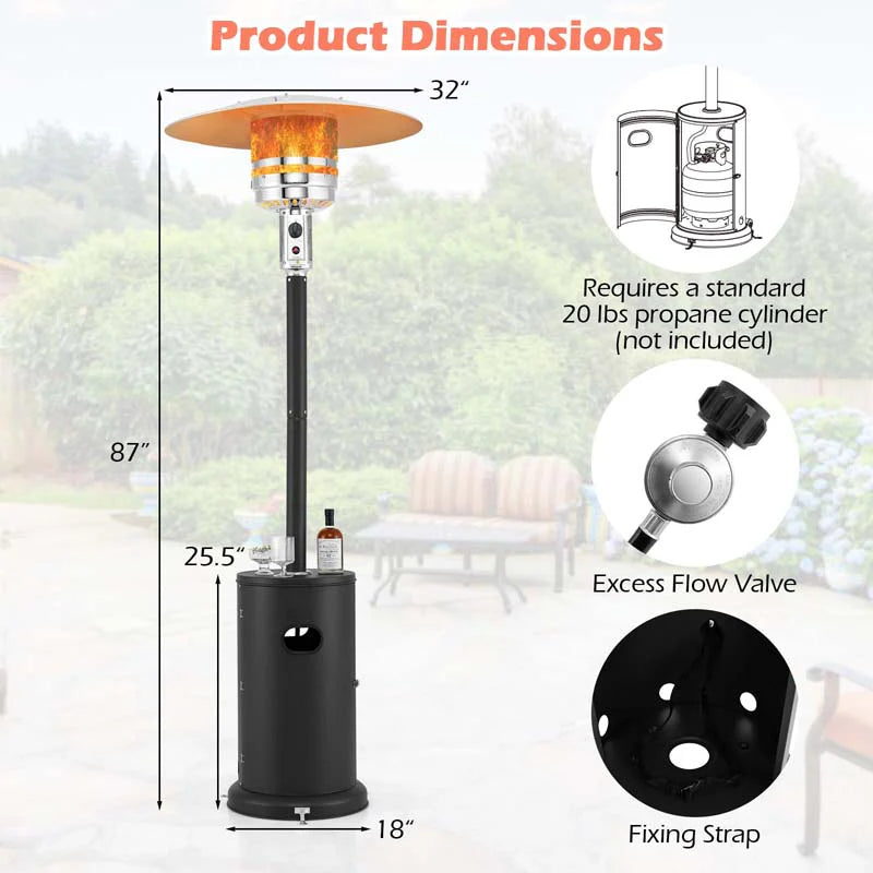 50, 000 BTU Propane Outdoor Heater, Round Patio Heater with Stainless Steel Burner, Tip-Over - Product image 9