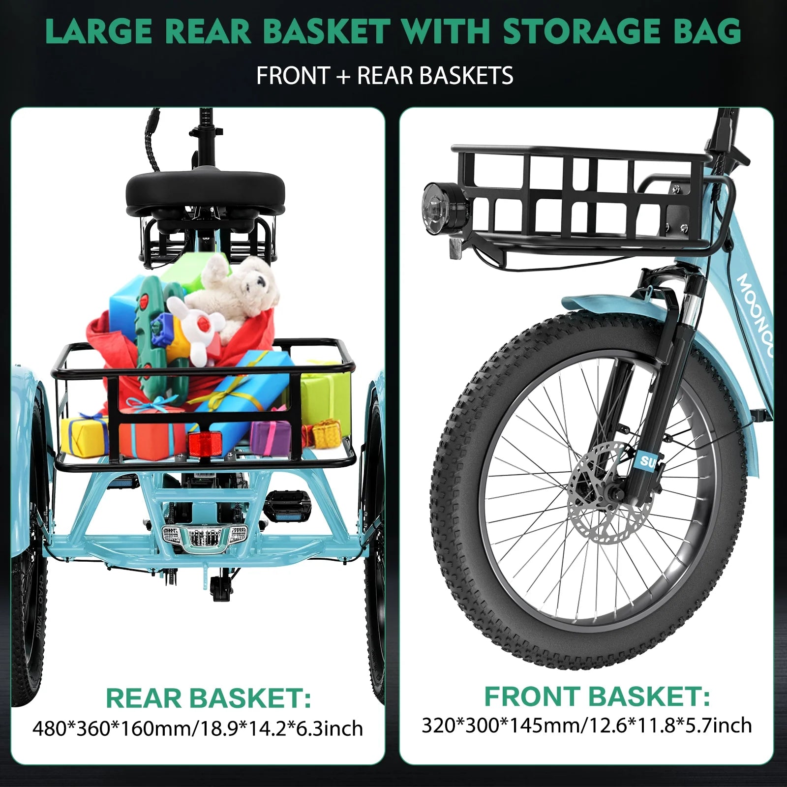 ABORON 3.0 Fat Tire Electric Trike for Senior Foldable E - Bike, 500W Motorized Tricycle Adult 20" Folding - Product image 77
