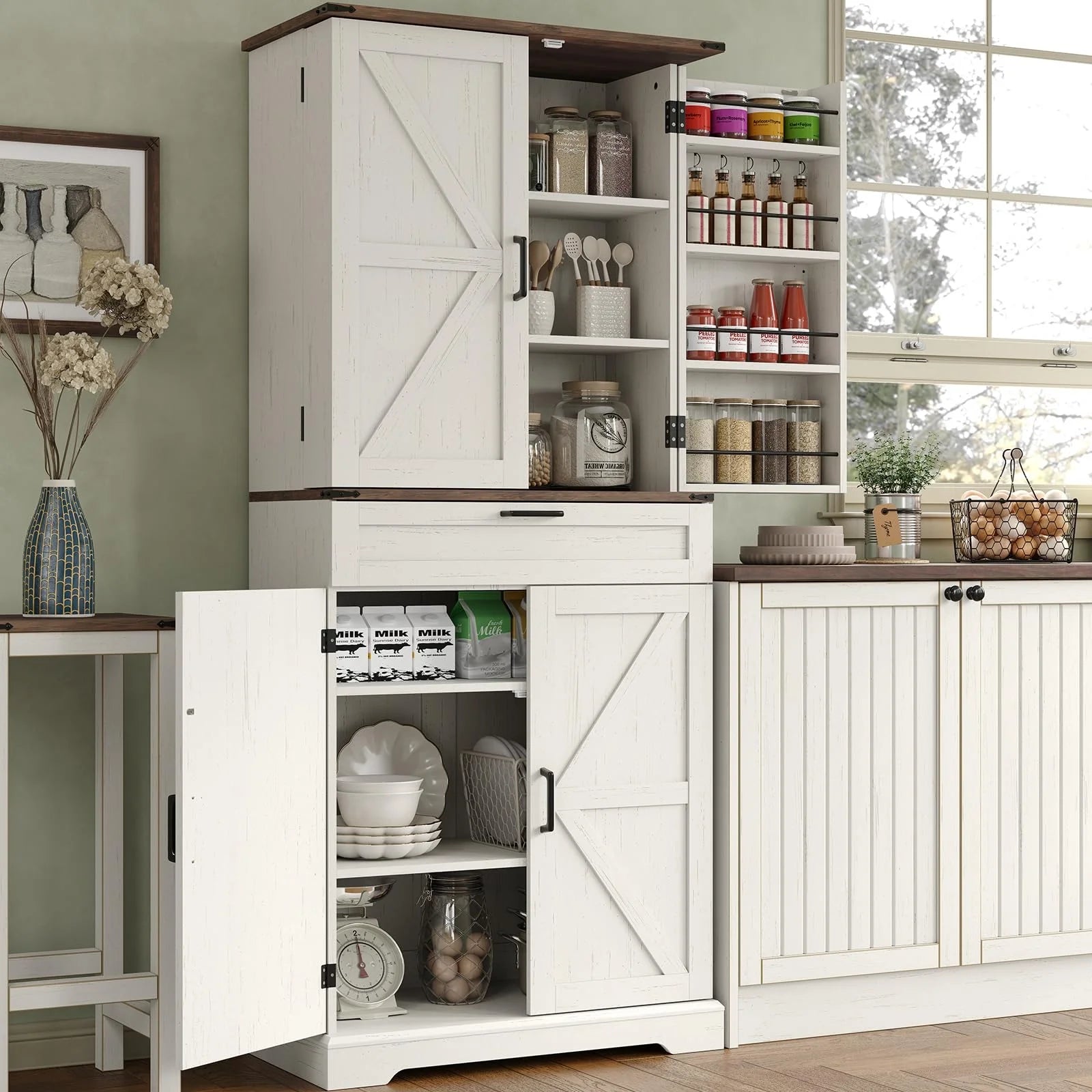 FUSOU 72'' Kitchen Storage Pantry Cabinet, Tall Storage Cabinet with 8 Door Shelves - Product image 36