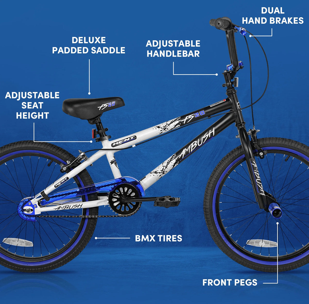 Bicycles 20" Boy'S Ambush BMX Bike, Black/Blue - Product image 3