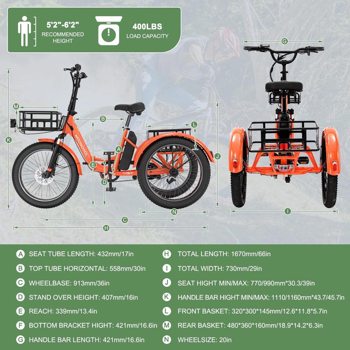 ABORON 3.0 Fat Tire Electric Trike for Senior Foldable E - Bike, 500W Motorized Tricycle Adult 20" Folding - Product image 12
