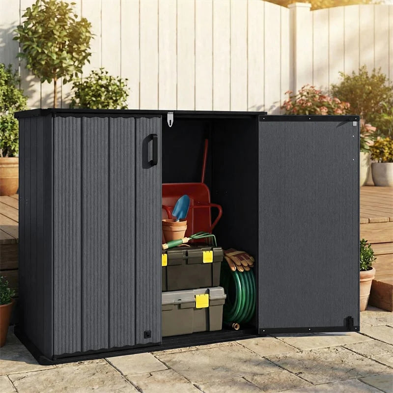 23.5 Cu.ft Outdoor Storage Shed, 175 Gallon All-Weather Resin Patio Deck Box with Floor & Lockable Door - Product image 2