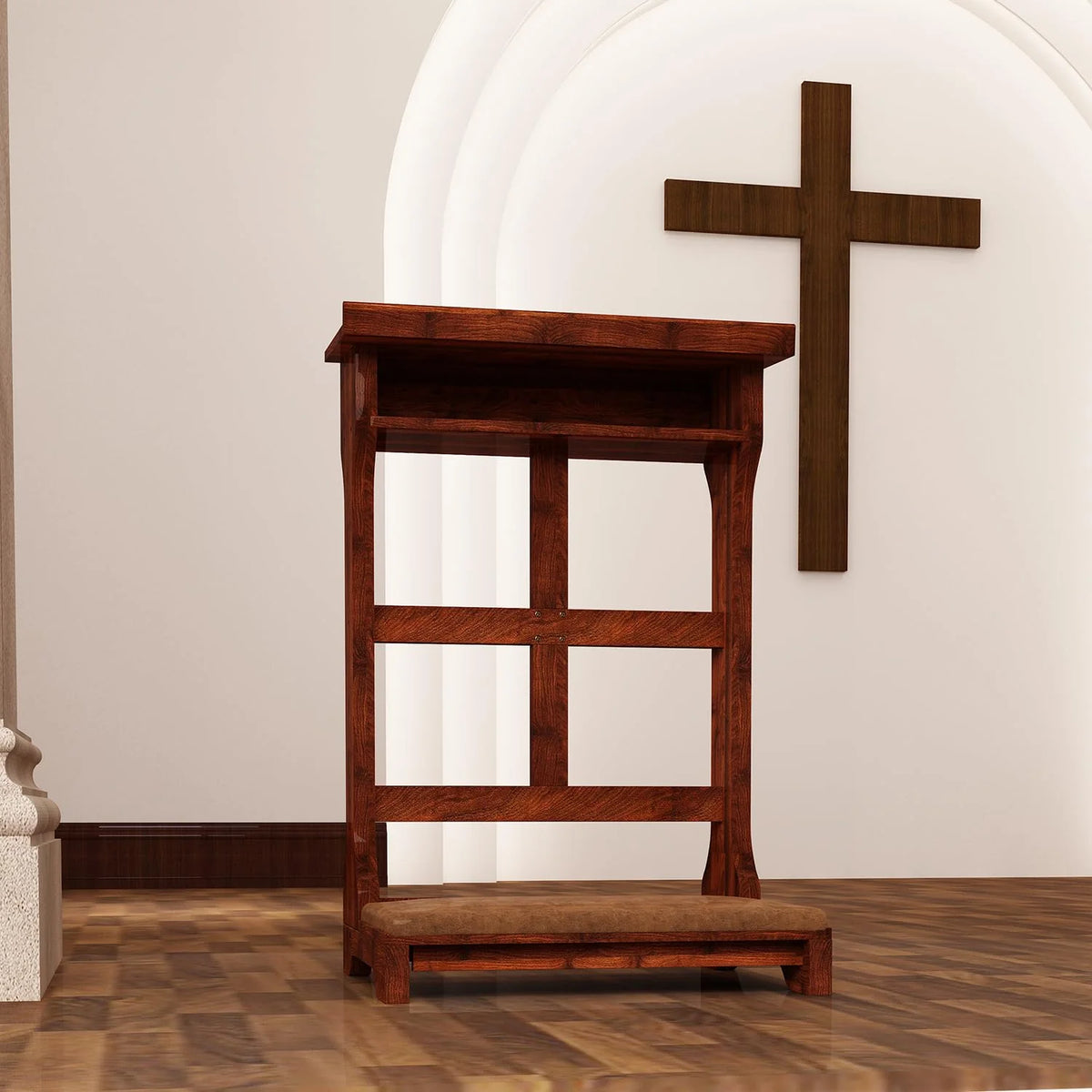 AECOJOY Acacia Wood Prayer Kneeler Bench with Storage Shelf & Soft Cushion - Product image 8