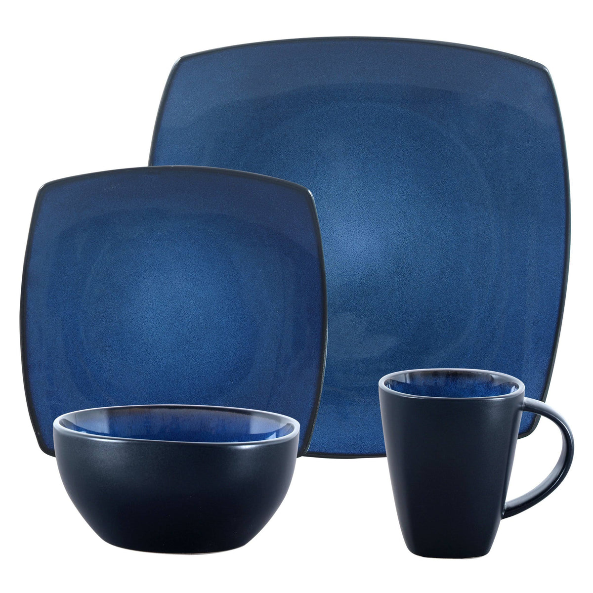 Gibson Bella Soho 16-Piece Square Reactive Glaze Dinnerware Set Blue - Product image 1