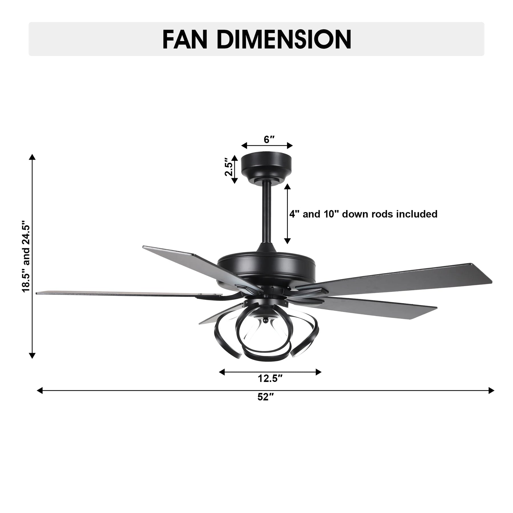 Parrot Uncle 52 - Inch Contemporary Chrome Ceiling Fan with Integrated LED Lights and Remote Control - Product image 21