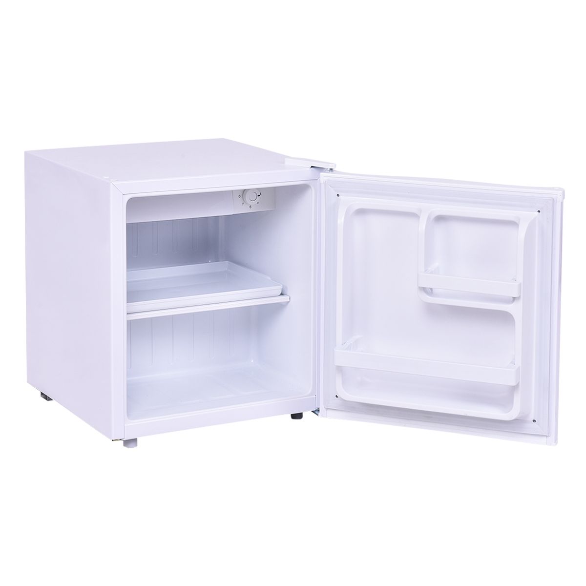 48L Mini Fridge, 2 levels and bottle holder, vegetable drawer, Silent 230V, 46 x 44 x 49 cm, White -