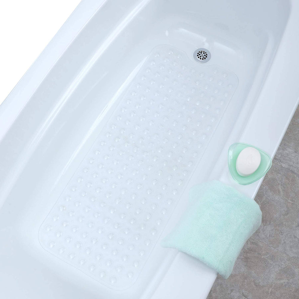 SlipX Solutions Clear Extra Long Bath Mat Adds Non-Slip Traction to Tubs &