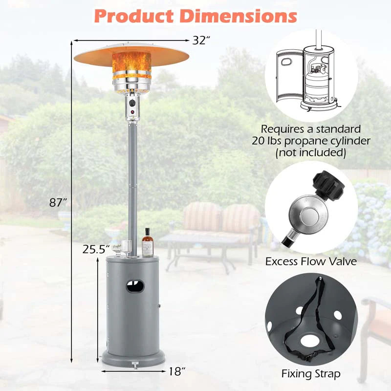50, 000 BTU Propane Outdoor Heater, Round Patio Heater with Stainless Steel Burner, Tip-Over - Product image 27