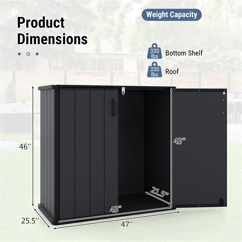 23.5 Cu.ft Outdoor Storage Shed, 175 Gallon All-Weather Resin Patio Deck Box with Floor & Lockable Door - Product image 20