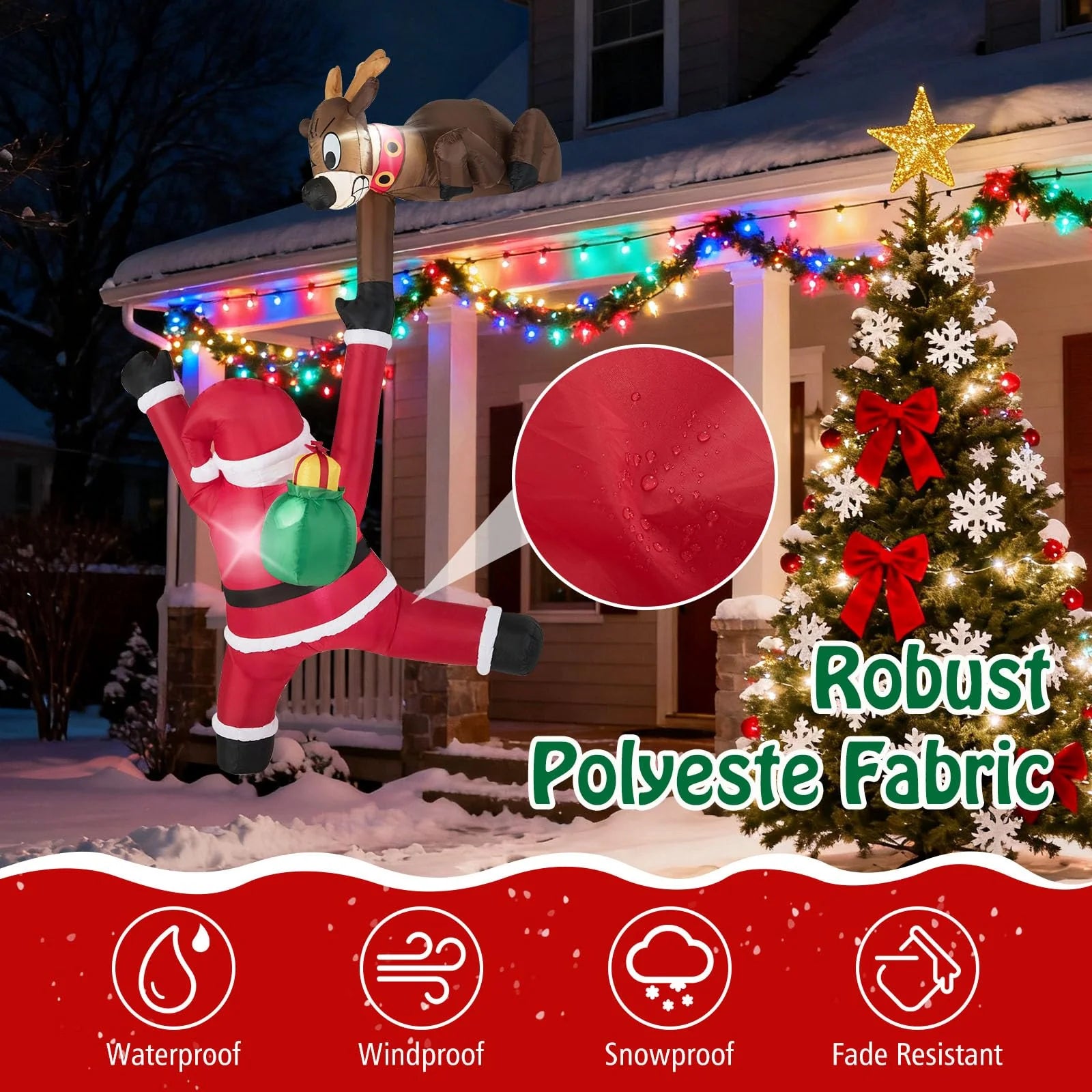 Tangkula 8.5 FT Christmas Inflatable Reindeer & Climbing Santa Claus - Product image 8