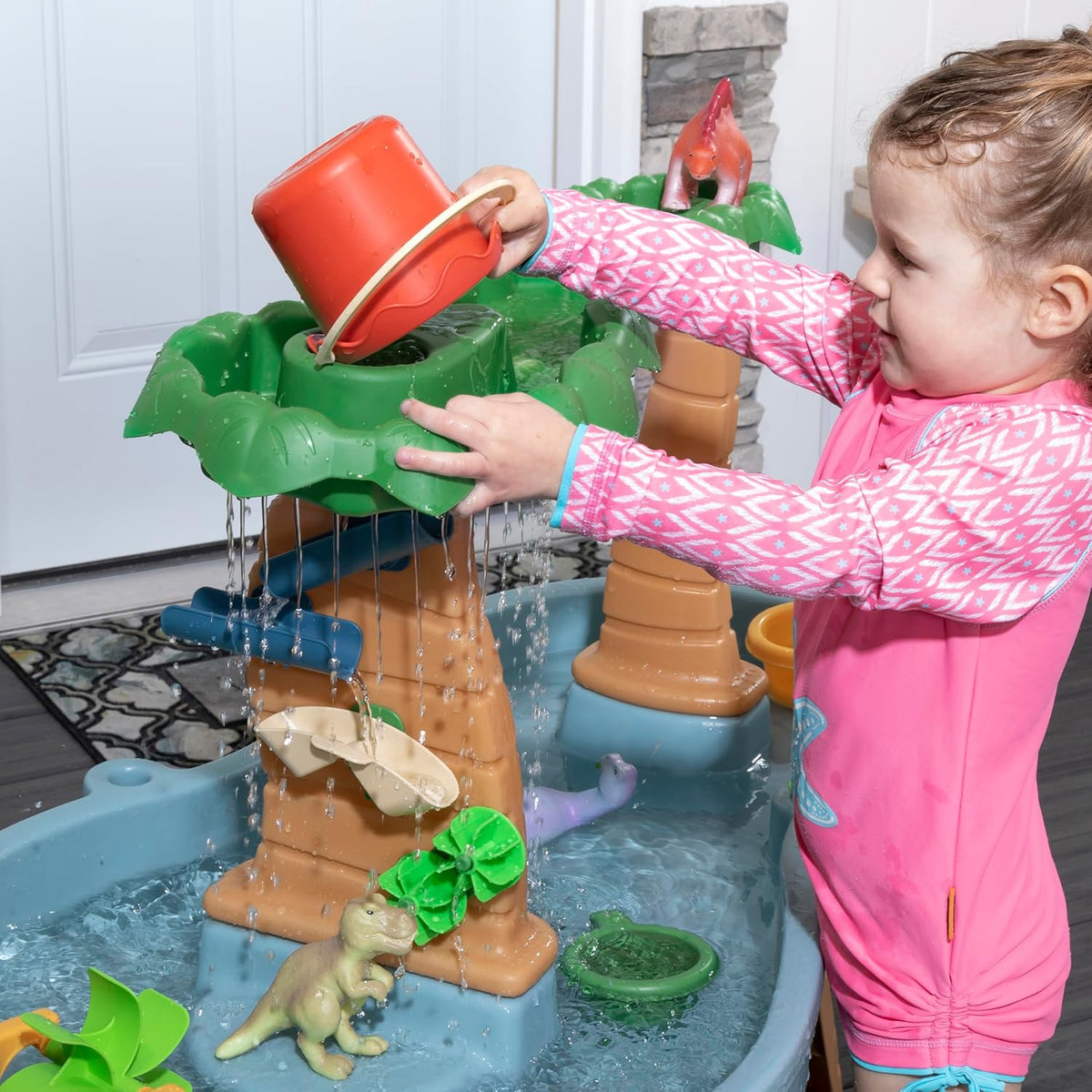 Rain Shower Splash Water Table with 13 Accessories - Blue & Green | Water games table | Activity Table for the Garden, Water Activity Table | Outdoor water table