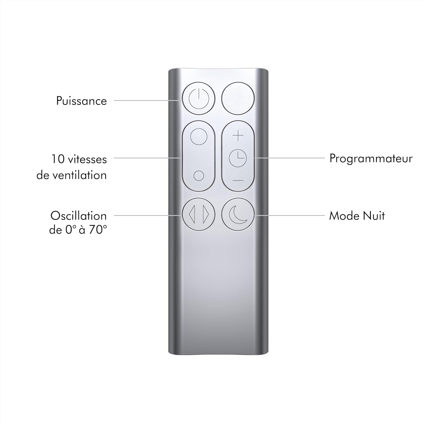 Dyson Pure Cool TP00 – Bladeless tower fan purifier, 10 speeds, 434L/s, 360° HEPA filter, captures 99.95% particles, White/Silver