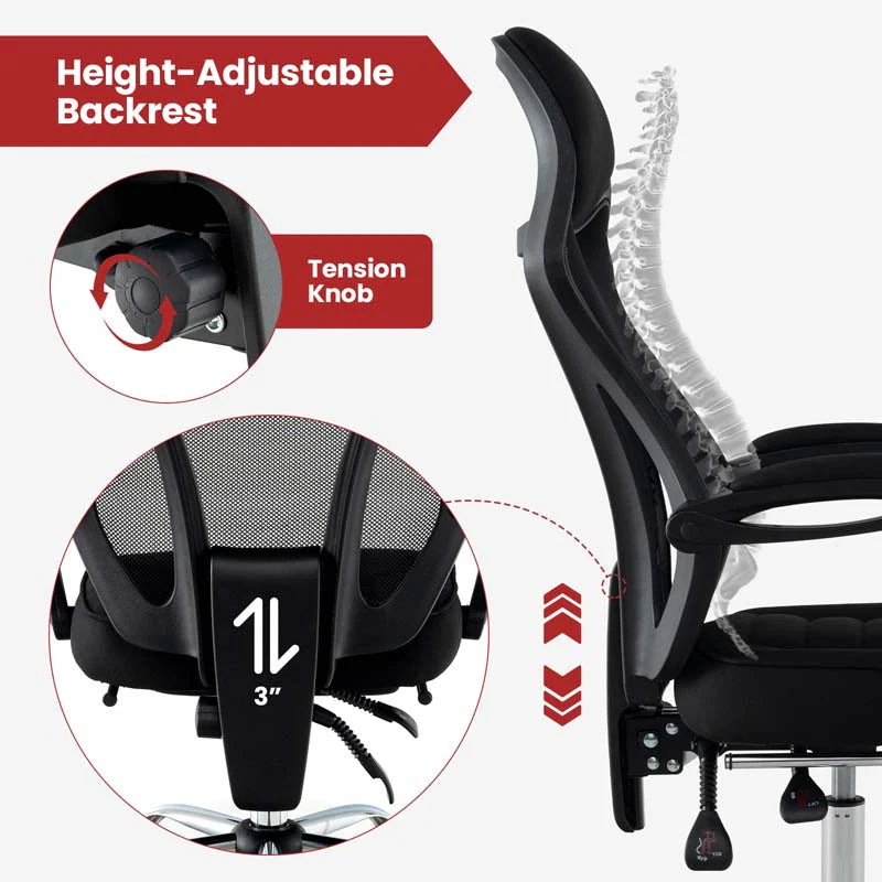 Mesh Office Chair Ergonomic Desk Chair with Footrest and Tilting Backrest - Product image 6