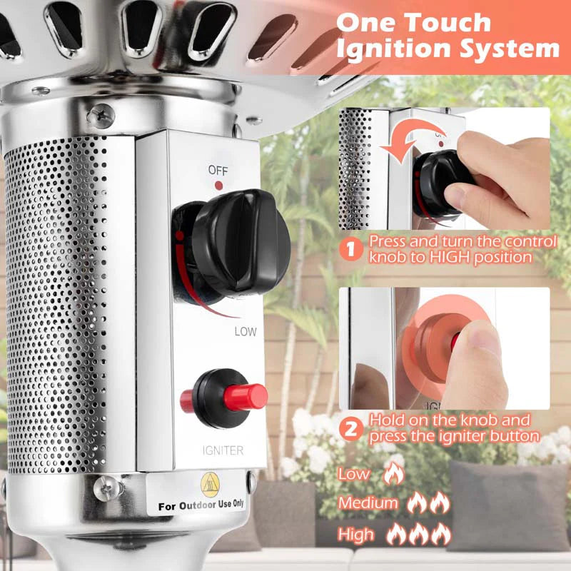 50, 000 BTU Propane Outdoor Heater, Round Patio Heater with Stainless Steel Burner, Tip-Over - Product image 6